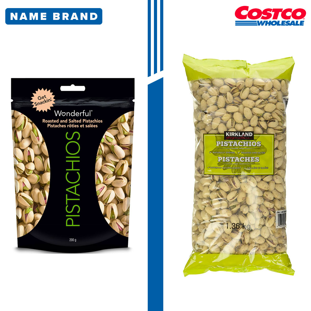 Kirkland Signature Pistachios and Wonderful almonds and pistachios