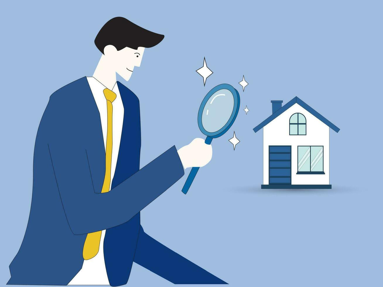 man looking at house